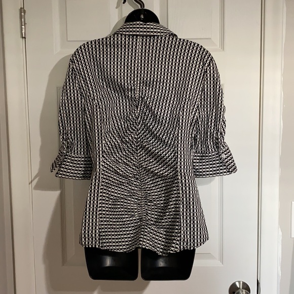 New York & Company (Stretch) Black and White Button Down Shirt Sz L - Picture 7 of 10